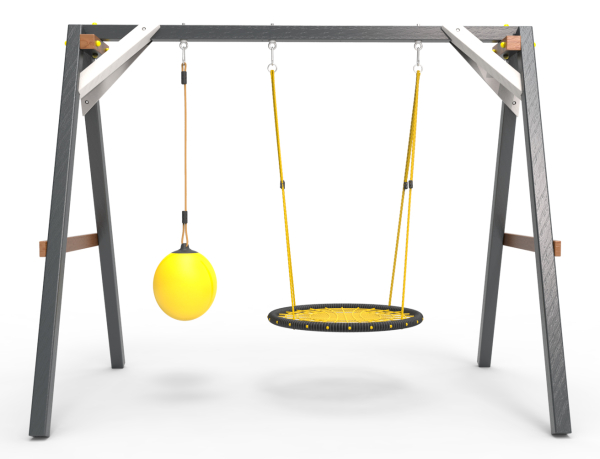 Деревянные качели Пикник 2 "Ультра" (качели гнездо 1м + качели шар)