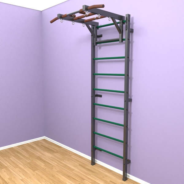 Шведская стенка «LittleSport» Л Графит зеленые ступени