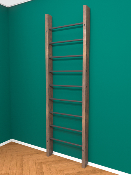 Брашированная шведская стенка "Кастерли" Classic (Черные ступени)