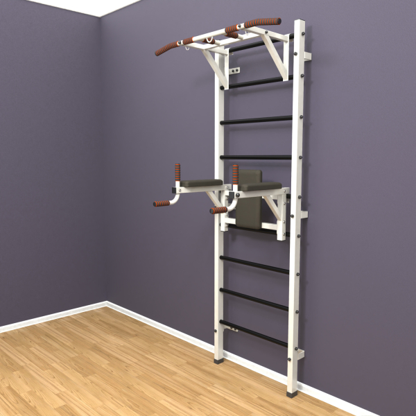 Шведская стенка «LittleSport» ПУ 2.0 Белый черные ступени