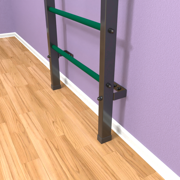 Шведская стенка «LittleSport» ПУ 2.0 Графит зеленые ступени