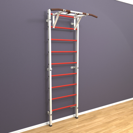 Шведская стенка «LittleSport» ПУ Белый красные ступени
