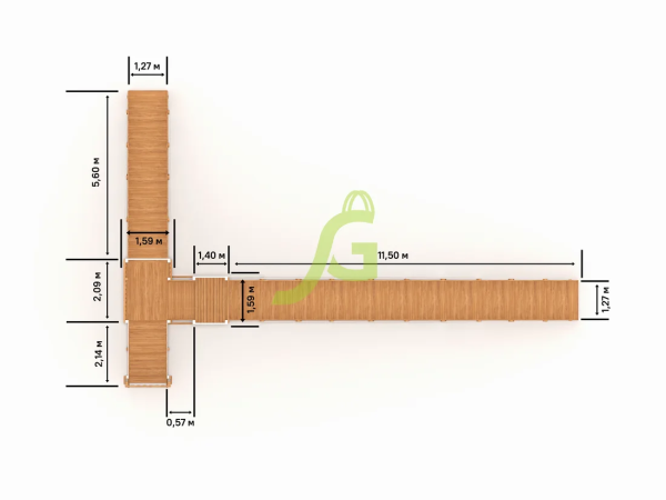 Зимняя деревянная горка "IgraGrad Snow Fox 12 м" с двумя скатами мод.724