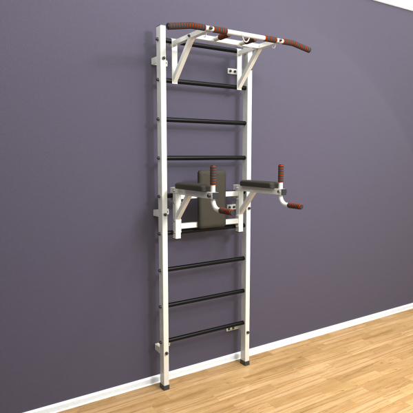 Шведская стенка «LittleSport» ПУ 2.0 Белый черные ступени