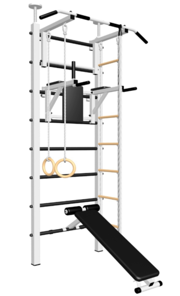 Шведская стенка Sv Sport враспор (Турник стандарт/Брусья/Скамья/Канат/Кольца/Лестница) (258-275 см) арт. 706