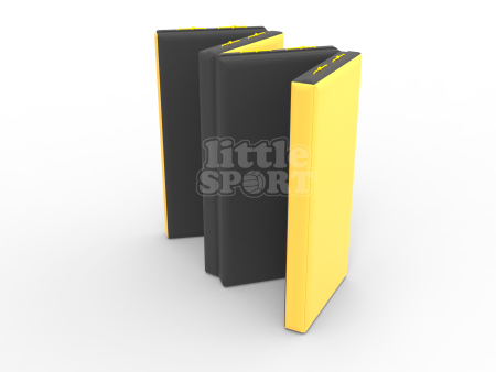 картинка Мат кожзам LittleSport (100х200х10см) складной в 4 сложения черный/желтый от магазина Лазалка