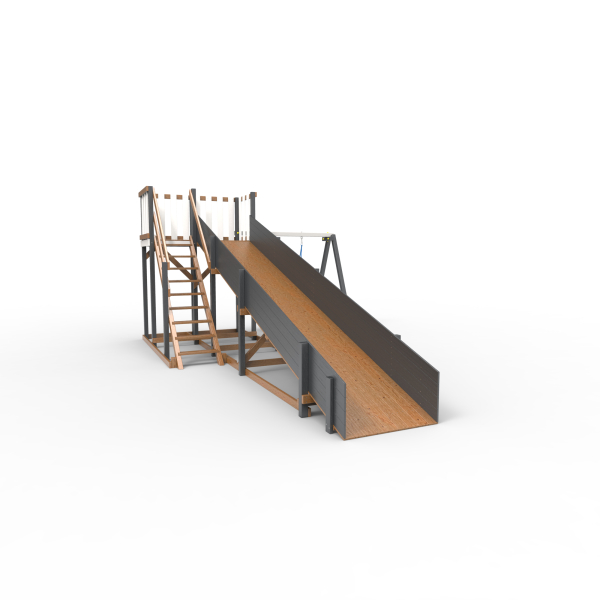 Детская площадка - деревянная горка Пикник "Зима №3" Ультра с качелями "Гнездо"