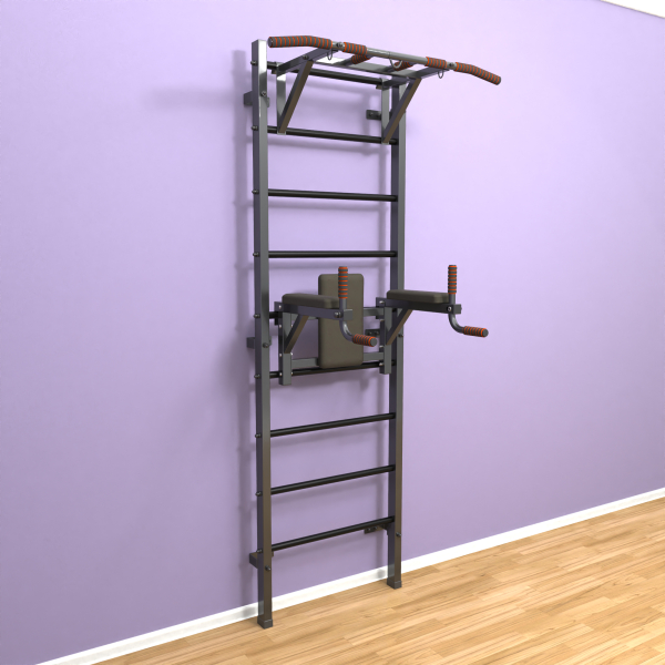 Шведская стенка «LittleSport» ПУ 2.0 Графит черные ступени