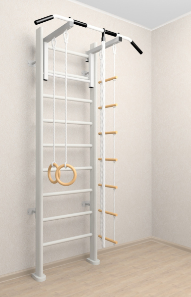 Деревянная шведская стенка Sv Sport 902б (Турник стандарт/Канат/Кольца/Лестница)