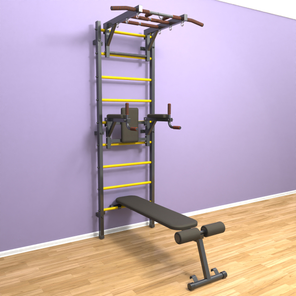 Шведская стенка «LittleSport» Л 3.0 Графит желтые ступени