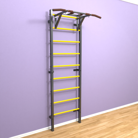 Шведская стенка "LittleSport" ПУ Графит желтые ступени
