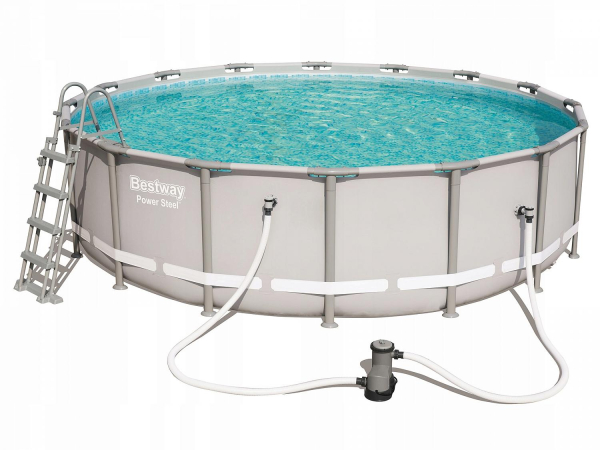 Каркасный бассейн 488х122см, 19480л, фильтр-насос 5678 л/ч, тент, лестница, Bestway, 56451 BW