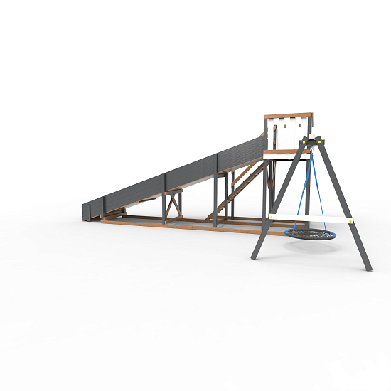 Детская площадка - деревянная горка Пикник "Зима №3" Ультра с качелями "Гнездо"