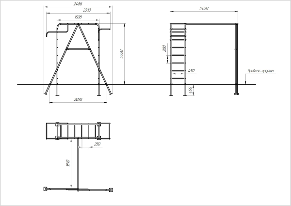 картинка Детский спортивный комплекс для дачи Пионер "Дачный мини" (ЦК-2Д) от магазина Лазалка