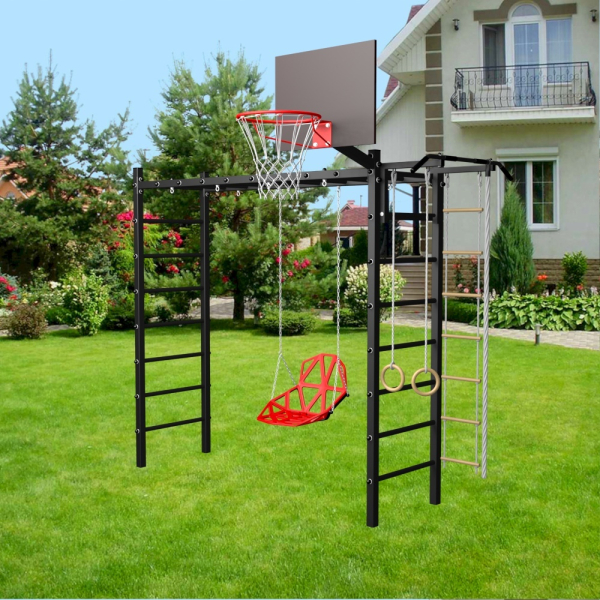 картинка Уличная шведская стенка Sv Sport рукоход У538 (Турник/Со спинкой/Канат/кольца/лестница) от магазина Лазалка