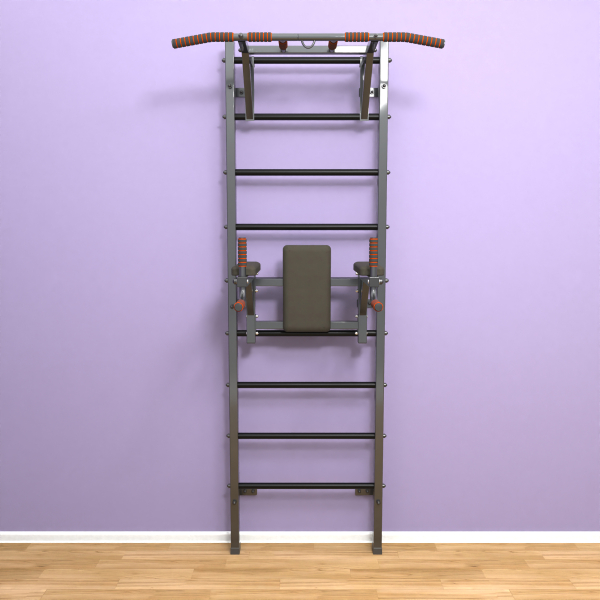 Шведская стенка «LittleSport» ПУ 2.0 Графит черные ступени