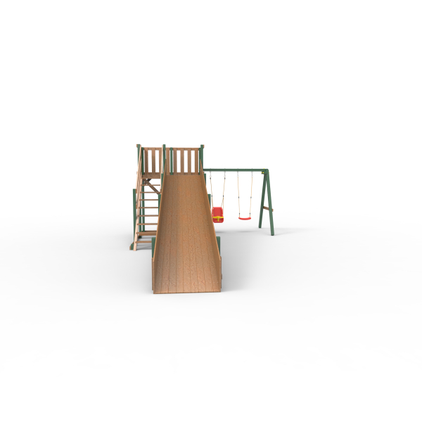 Детская площадка - деревянная горка Пикник "Зима №3" Форест с качельной балкой