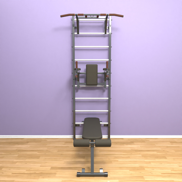 картинка Шведская стенка «LittleSport» ПУ 3.0 Графит белые ступени от магазина Лазалка