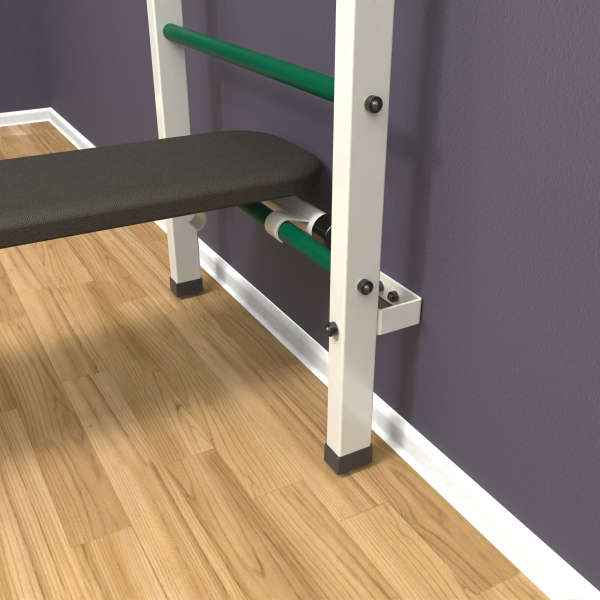 картинка Шведская стенка «LittleSport» ПУ 3.0 Белый зеленые ступени от магазина Лазалка