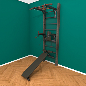 Брашированная шведская стенка "Кастерли" Black ТБС (Черные ступени)