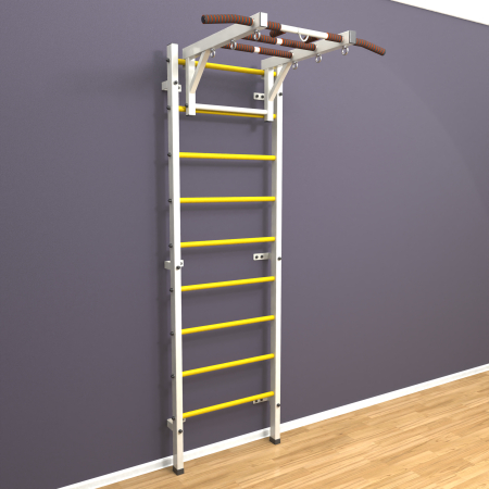картинка Шведская стенка «LittleSport» Л Белый желтые ступени от магазина Лазалка