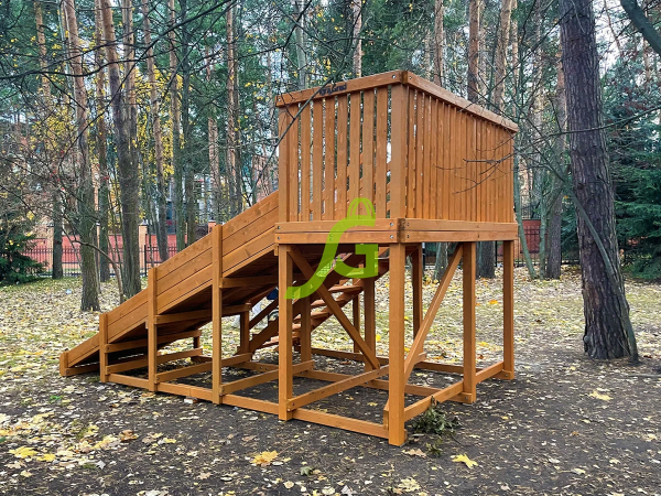 Деревянная зимняя горка "IgraGrad Snow Fox", скат 4 м