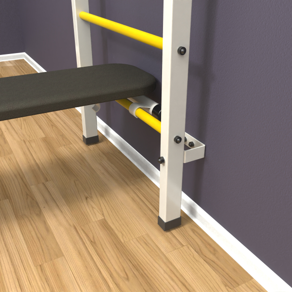 картинка Шведская стенка «LittleSport» ПУ 3.0 Белый желтые ступени от магазина Лазалка